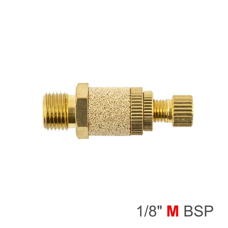Flow control silencer brass 1/8' m