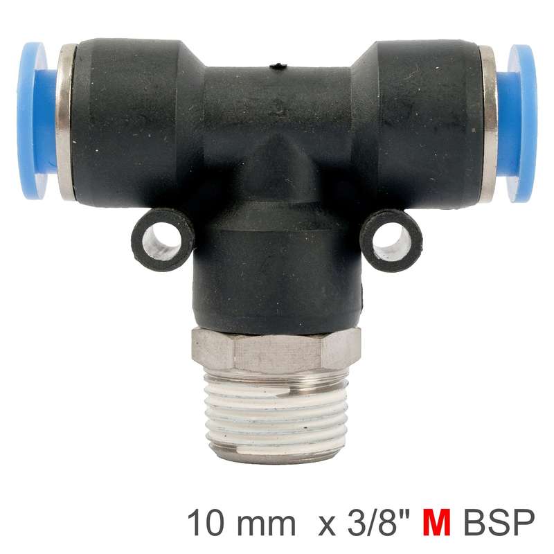 Pu hose fitting tee 10mm-3/8 m