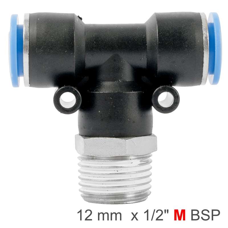 Pu hose fitting tee 12mm-1/2 m