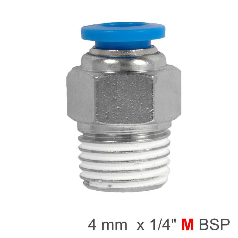 Pu hose fitting straight stud 4mm-1/4 m