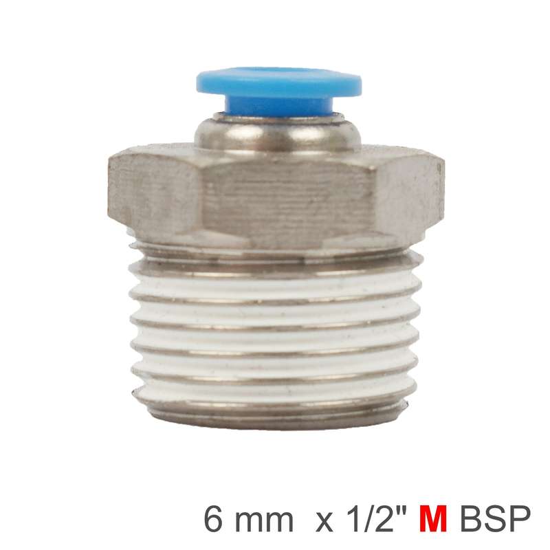 Pu hose fitting straight stud 6mm-1/2 m