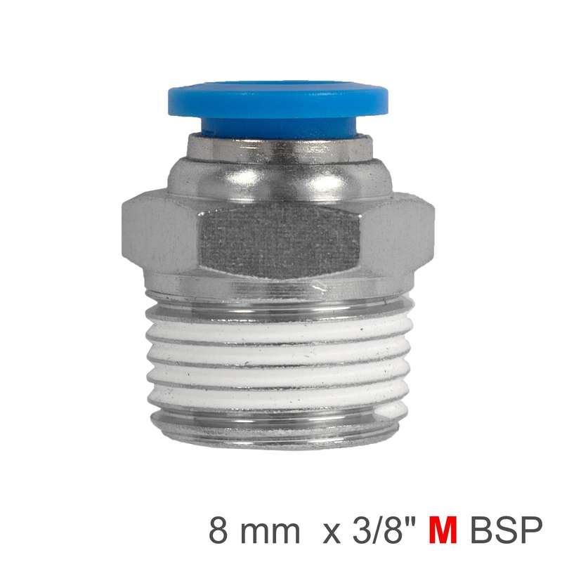 Pu hose fitting straight stud 8mm-3/8 m