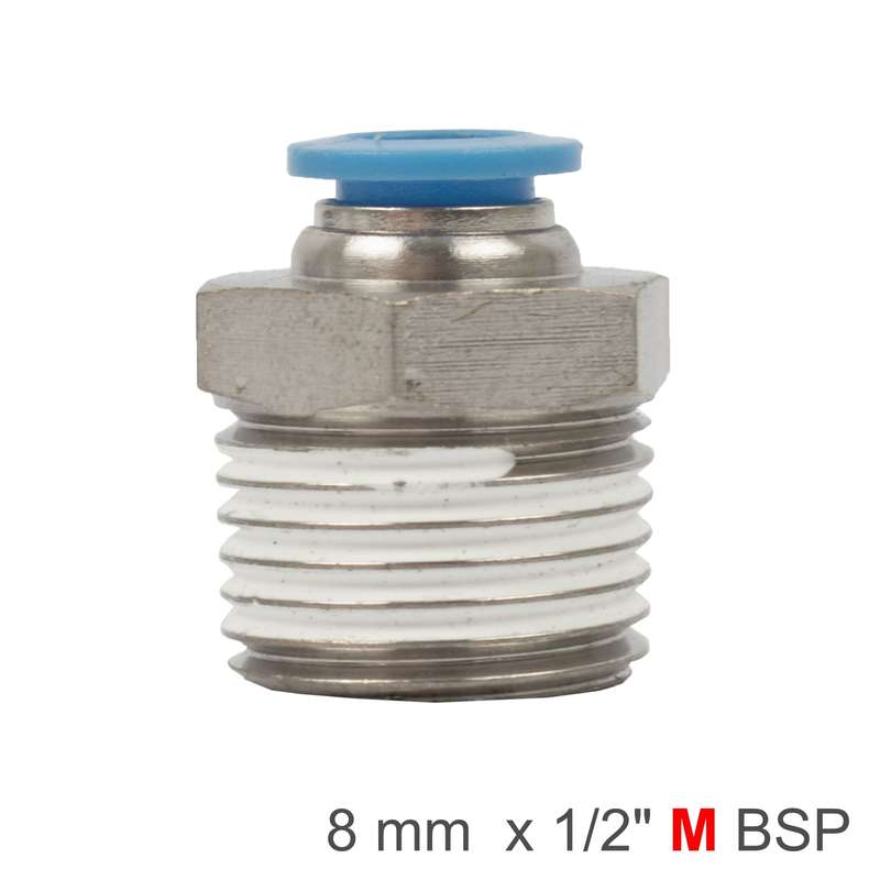 Pu hose fitting straight stud 8mm-1/2 m