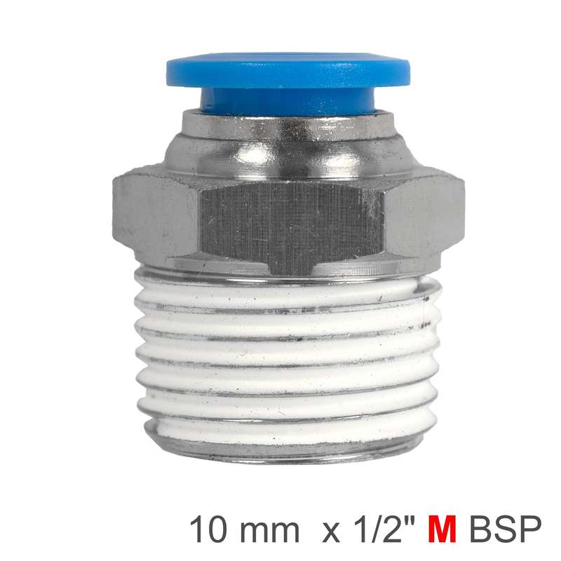 Pu hose fitting straight stud 10mm-1/2 m