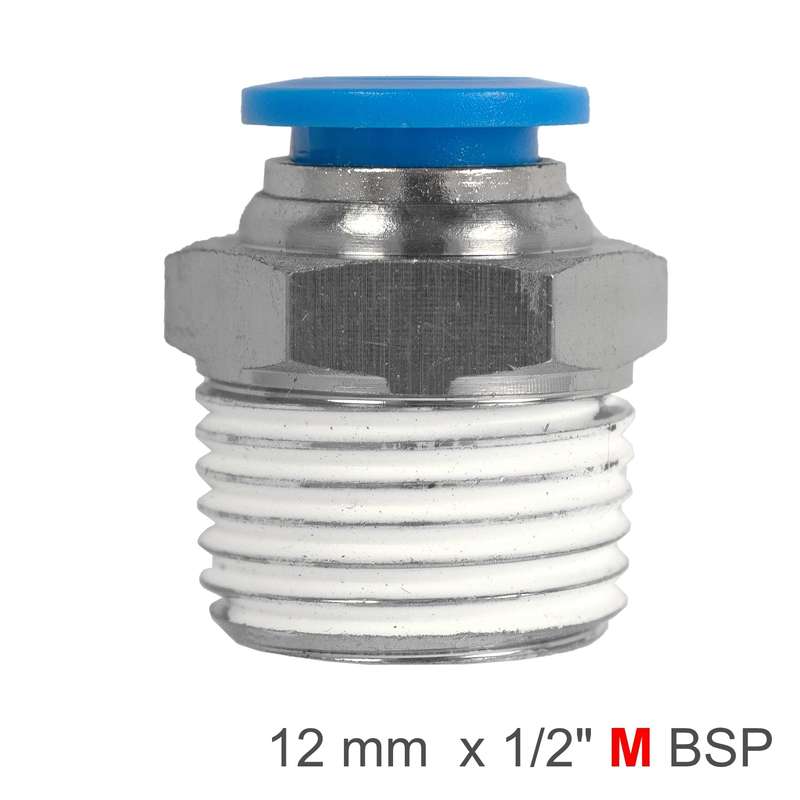 Pu hose fitting straight stud 12mm-1/2 m