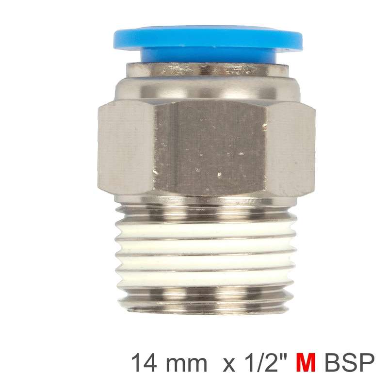 Pu hose fitting straight stud 14mm-1/2 m