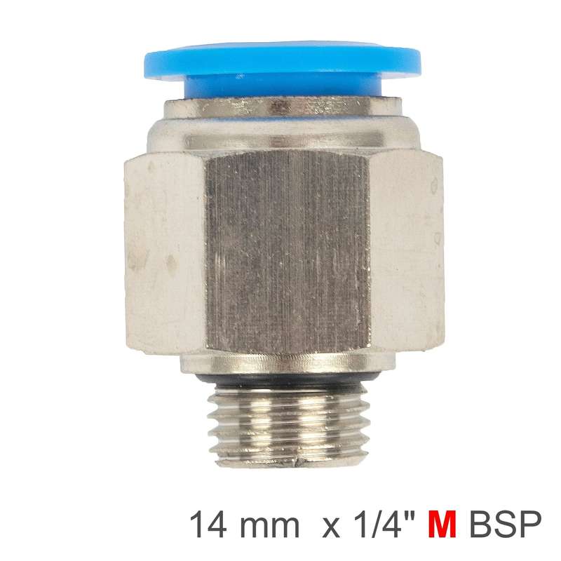 Pu fitting str. stud w/o-ring 14mm-1/4' m