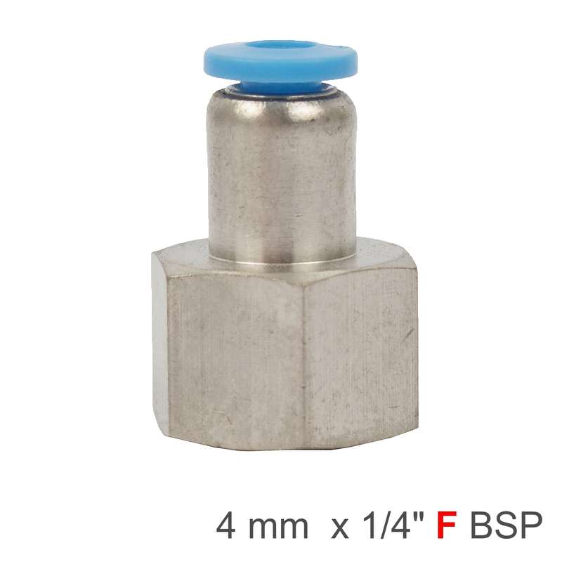Pu hose fitting straight stud 4mm-1/4 f