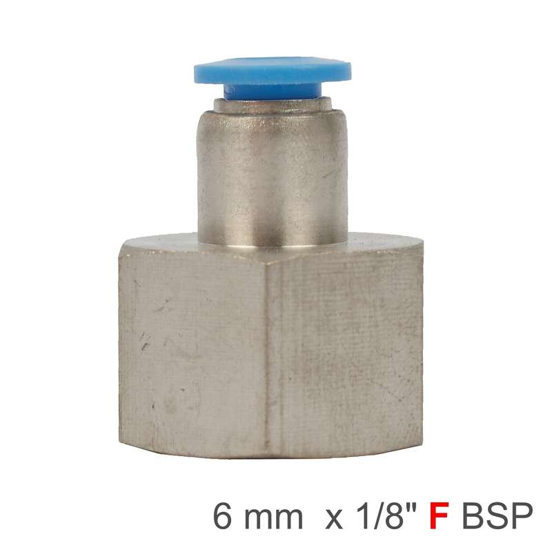 Pu hose fitting straight stud 6mm-1/8 f