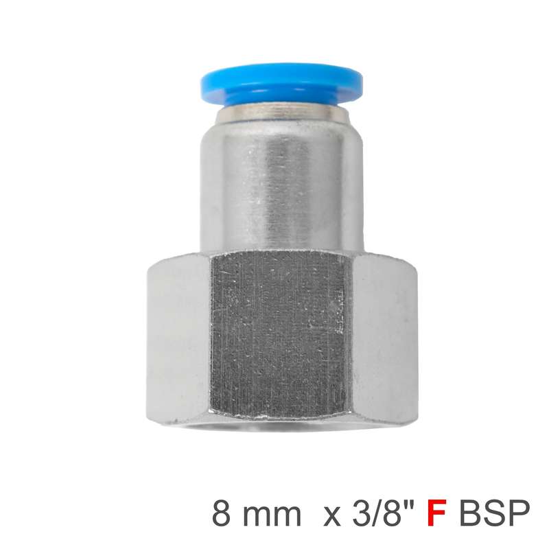 Pu hose fitting straight stud 8mm-3/8 f
