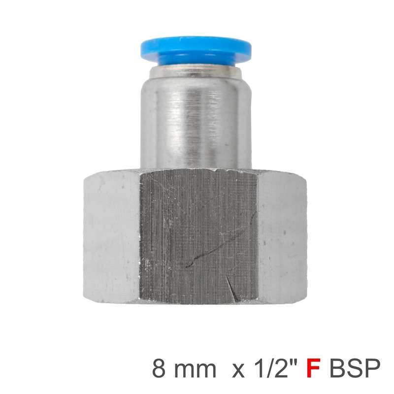 Pu hose fitting straight stud 8mm-1/2 f