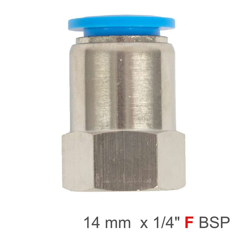 Pu hose fitting straight stud 14mm-1/4 f