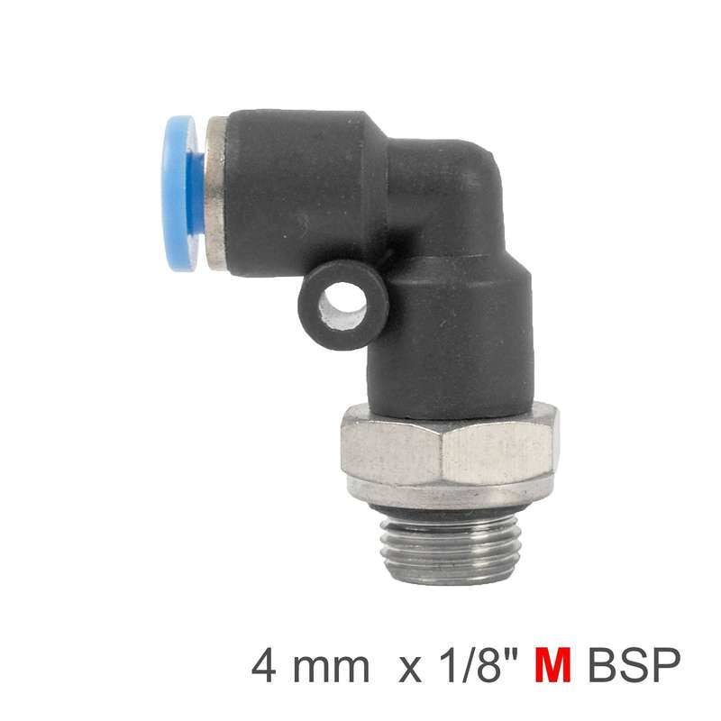 Elbow w/o-ring 4mm-1/8 m pu hose fitting
