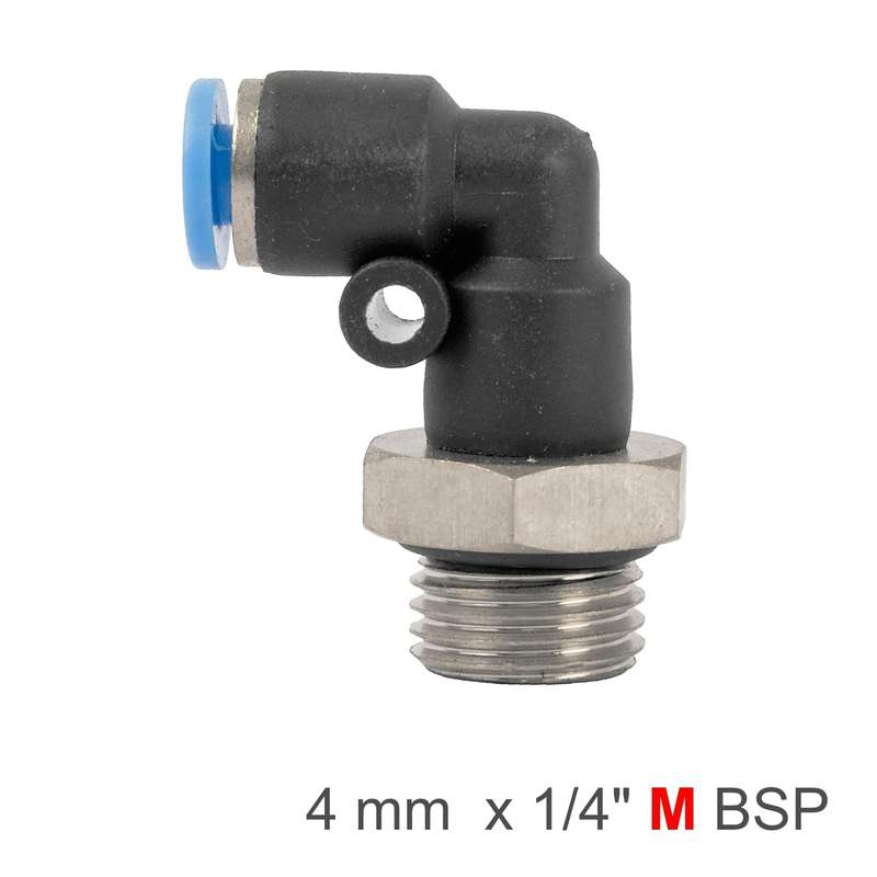 Elbow w/o-ring 4mm-1/4 m pu hose fitting