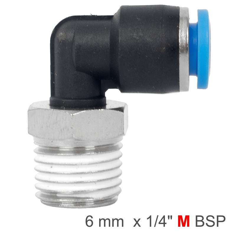 Elbow 6mm-1/4 m pu hose fitting
