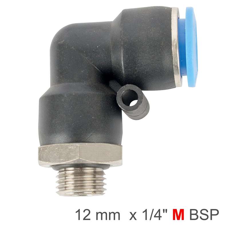 Elbow w/o-ring 12mm-1/4 m pu hose fitting