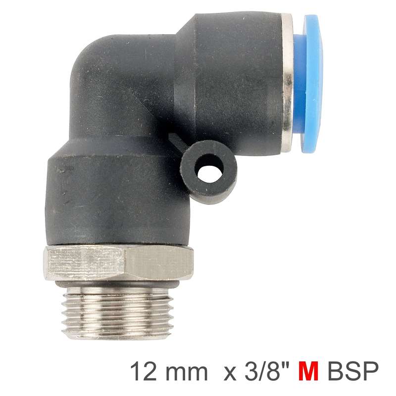 Elbow w/o-ring 12mm-3/8 m pu hose fitting