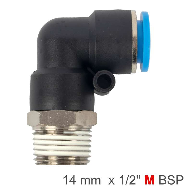 Elbow 14mm-1/2 m pu hose fitting