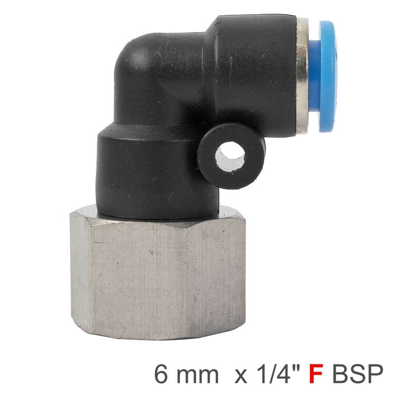 Pu hose fitting elbow 6mm-1/4 f