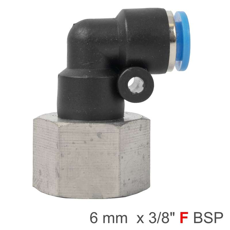 Pu hose fitting elbow 6mm-3/8 f