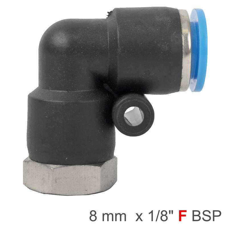 Pu hose fitting elbow 8mm-1/8 f
