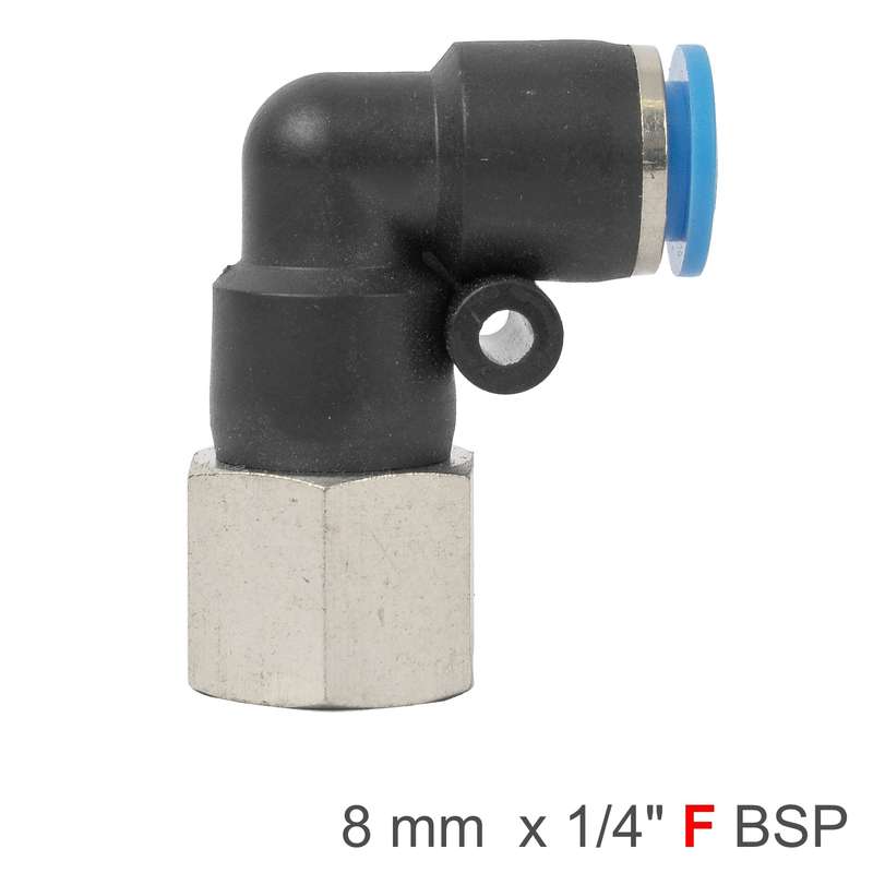 Pu hose fitting elbow 8mm-1/4 f