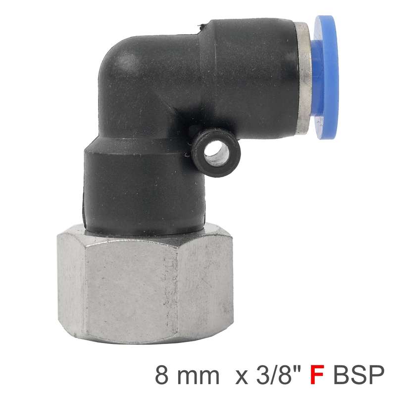 Pu hose fitting elbow 8mm-3/8 f