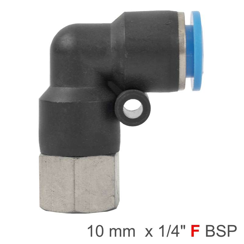 Pu hose fitting elbow 10mm-1/4 f