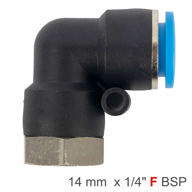 Pu hose fitting elbow 14mm-1/4 f