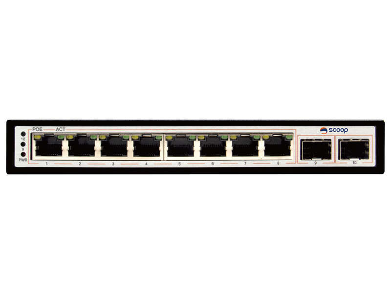 Scoop 8 Port Gigabit AI PoE 96W 2SFP Switch