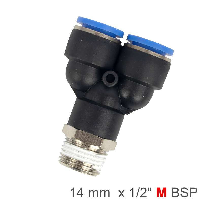 Pu hose fitting y joint 14mm-1/2 m