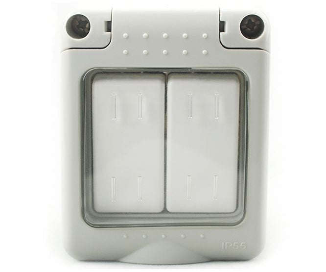 Waterproof surface mount dual light switch sti-002wp
