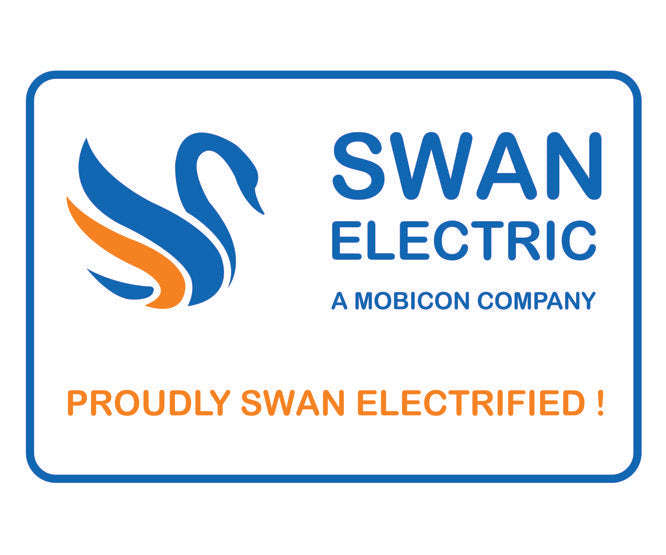 Proudly swan electrified label 212x150mm uv prot a SWAN-ELECTRIFIED-A5