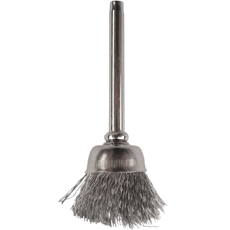Mini carbon steel brush 12.7mm cup 3.2mm shank
