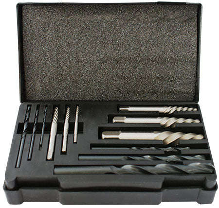 Screw extractor set 12 pce with drill bits for m3 - m24 screws / studs