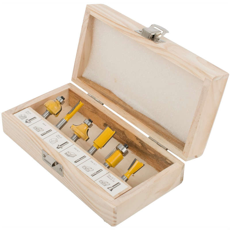 Router bit set 6pce wooden box