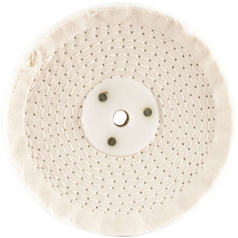 White buff/mop 150mm x 3 section x 30 mm thick 1/2 ' hole