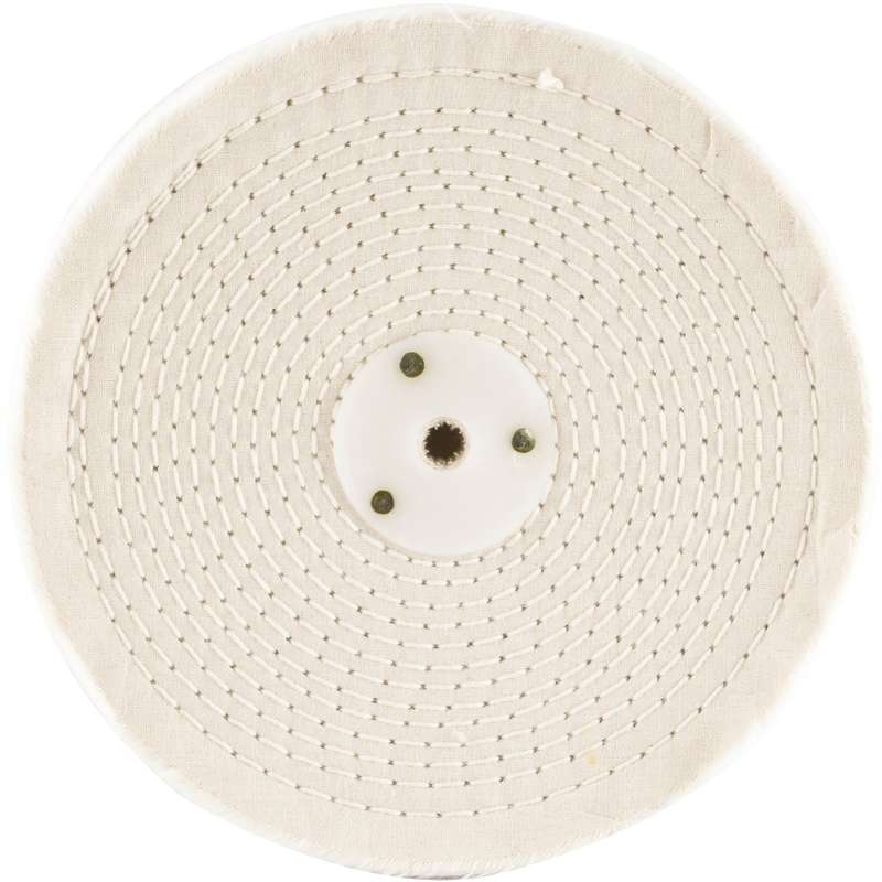 White buff/mop 200mm x 3 section x 30 mm thick 1/2' hole