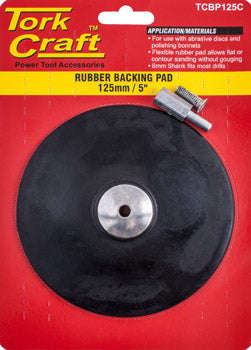 Backing pad rubber 125mm w/arbor