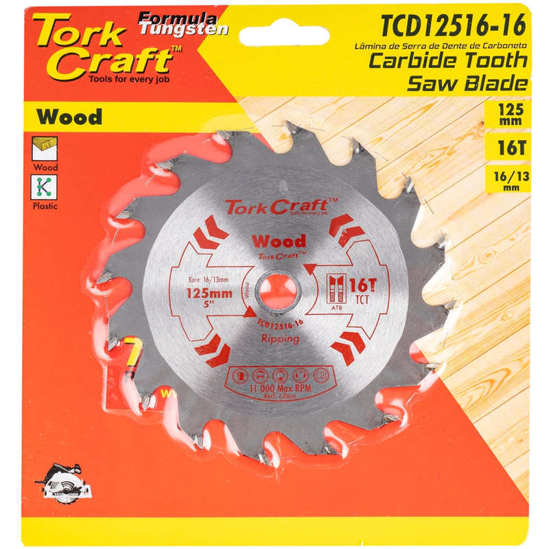 Blade tct 125 x 16t 16/13 general purpose wood