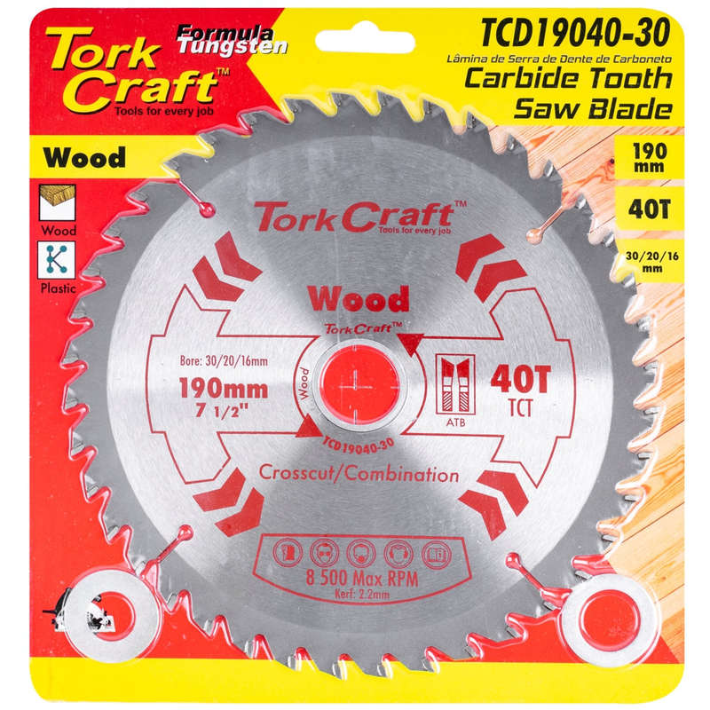 Blade tct 190 x 40t 30/20/16mm general purpose combination