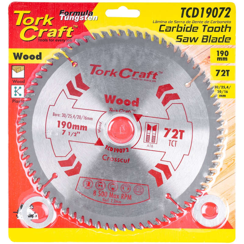 Blade tct 190 x 72t 30/ general purpose cross cut smooth
