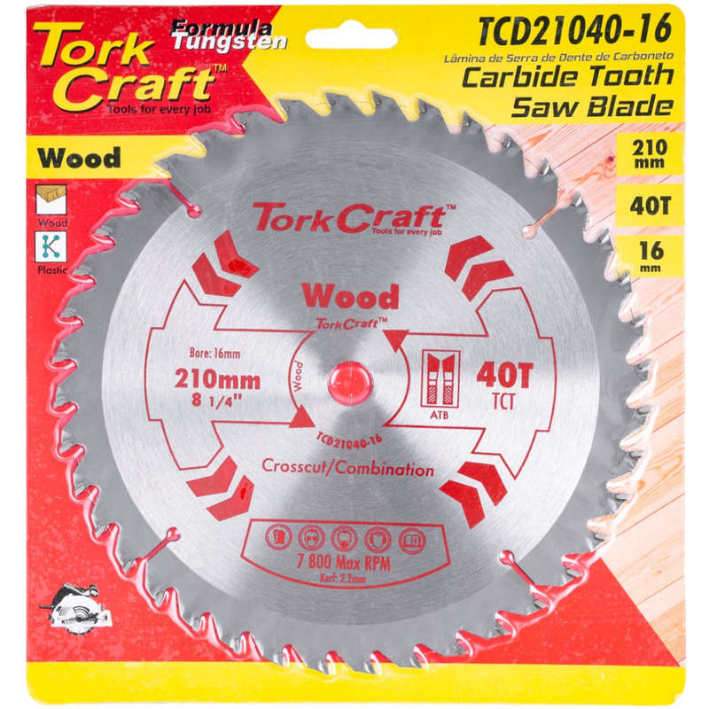 Blade tct 210  x 40t 16mm general purpose combination