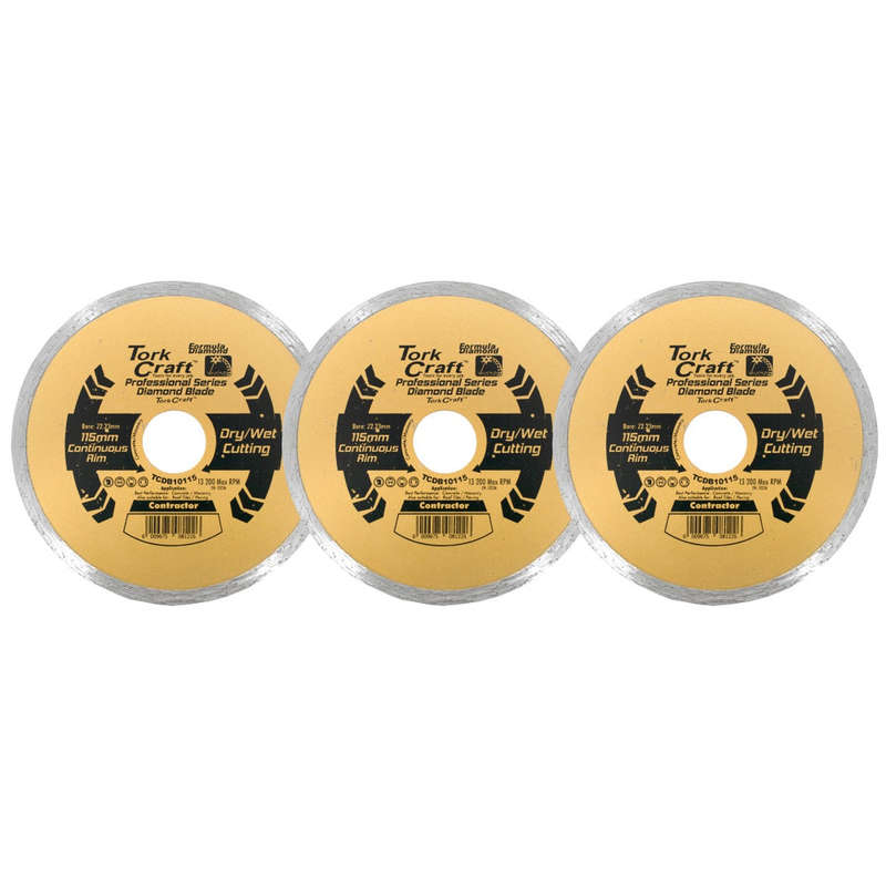 Diamond blade 115mm cont.rim profesional bulk 3 pack shrink