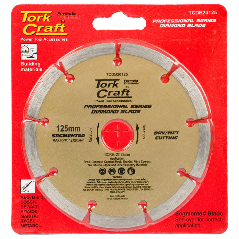 Diamond blade segmented 125x22.22mm sintered profesional