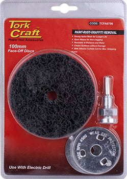 Face off disc & arbor 100mm carded for drill