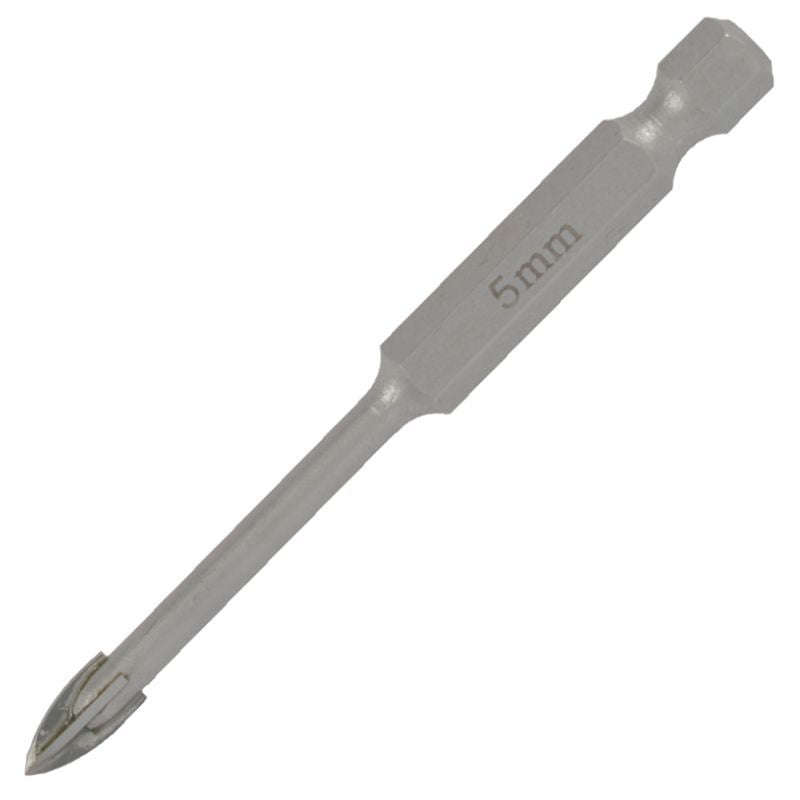 Glass & tile drill 5mm 4 flute with hex shank