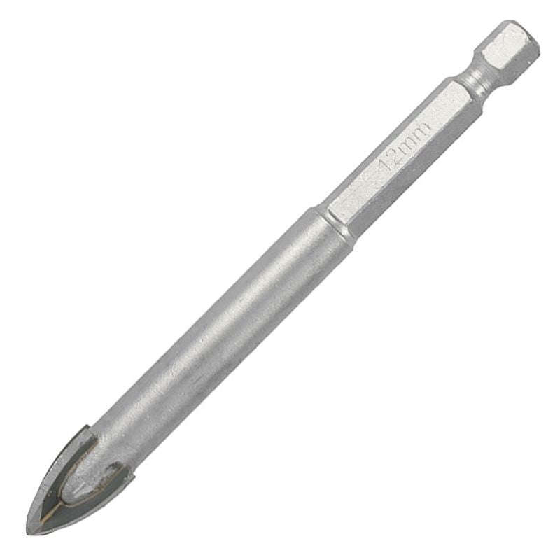 Glass & tile drill 12mm 4 flute with hex shank