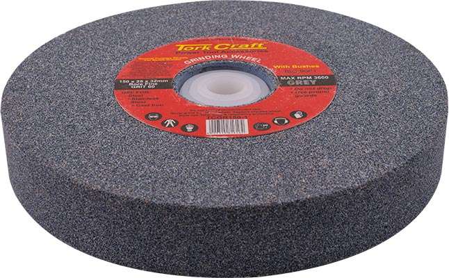 Grinding wheel 150x25x32mm bore fine 60gr w/bushes for bench grinder