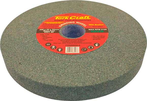 Grinding wheel 200x25x32mm bore fine 60gr w/bushes for b/g green